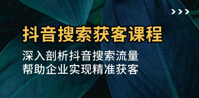 （13465期）抖音搜索获客课程：深入剖析抖音搜索流量，帮助企业实现精准获客万项网-开启副业新思路 – 全网首发_高质量创业项目输出万项网