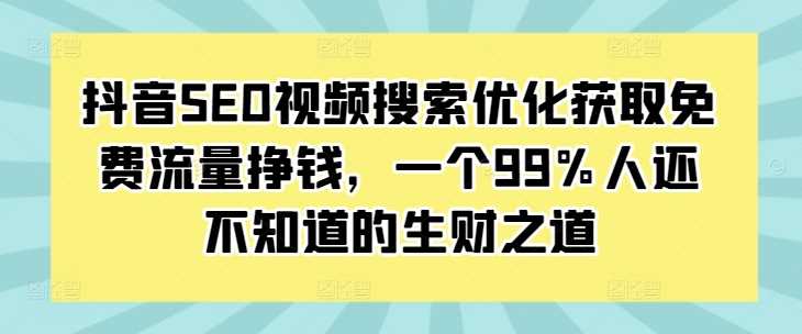 抖音SEO视频搜索优化获取免费流量挣钱，一个99%人还不知道的生财之道万项网-开启副业新思路 – 全网首发_高质量创业项目输出万项网