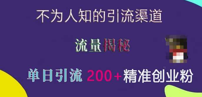 不为人知的引流渠道，流量揭秘，实测单日引流200+精准创业粉【揭秘】万项网-开启副业新思路 – 全网首发_高质量创业项目输出万项网