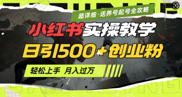 2月小红书最新日引500+创业粉实操教学【超详细】小白轻松上手，月入1W+，附小红书养号起号SOP万项网-开启副业新思路 – 全网首发_高质量创业项目输出万项网