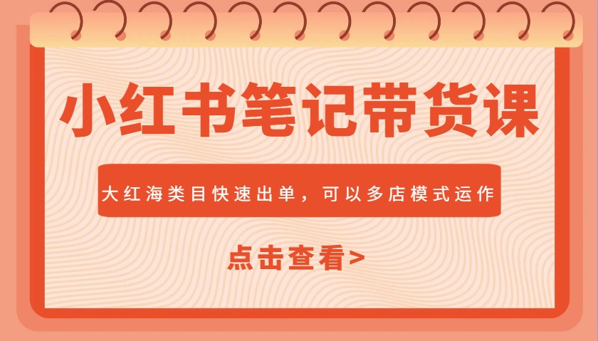 小红书笔记带货课，大红海类目快速出单，市场大，可以多店模式运作万项网-开启副业新思路 – 全网首发_高质量创业项目输出万项网