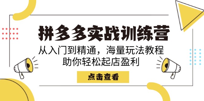 拼多多实战训练营，从入门到精通，海量玩法教程，助你轻松起店盈利万项网-开启副业新思路 – 全网首发_高质量创业项目输出万项网